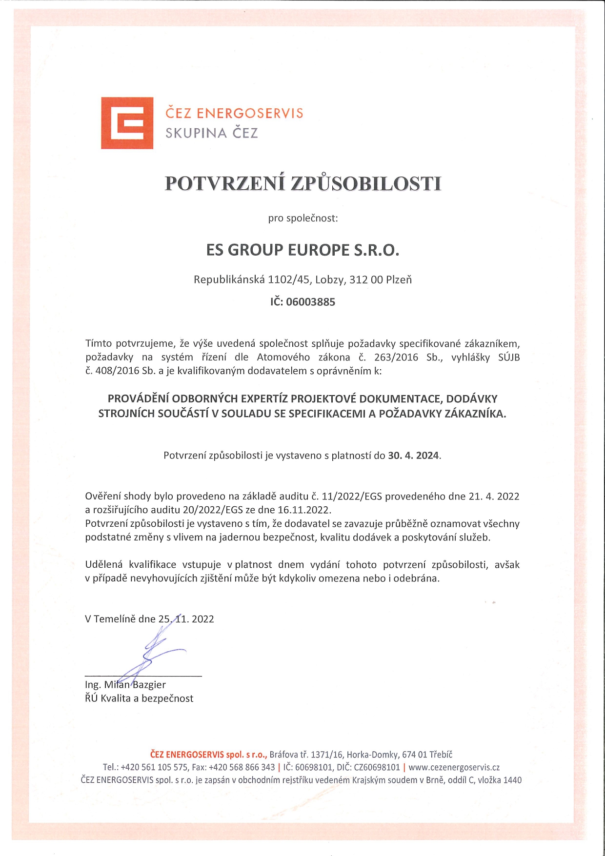 ES Group Europe Potvrzeni zpusobilosti page 0001 | ES Group